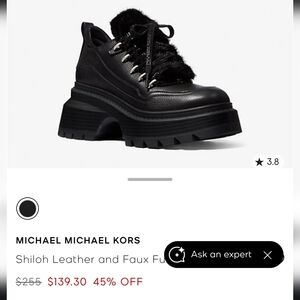 New Michael Kors Shiloh leather and faux fur platform boot Sz 7